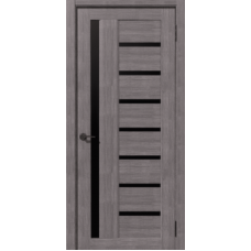 Дверь межкомнатная Дубрава Сибирь Рада ВЕРТИКАЛЬ Дуб грей, стекло черное